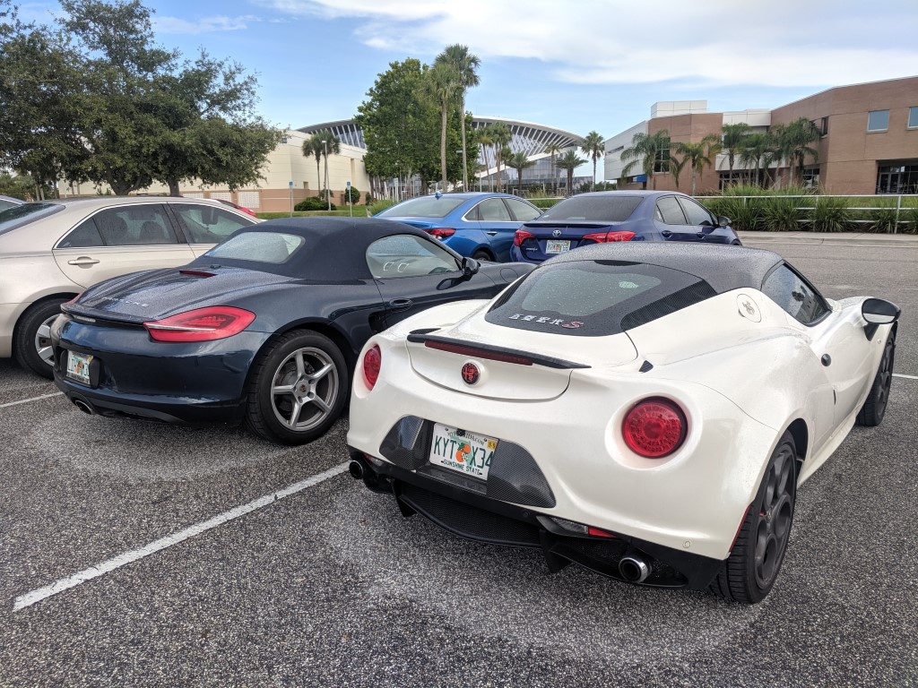 Porsche Boxster and Alfa Romeo 4C