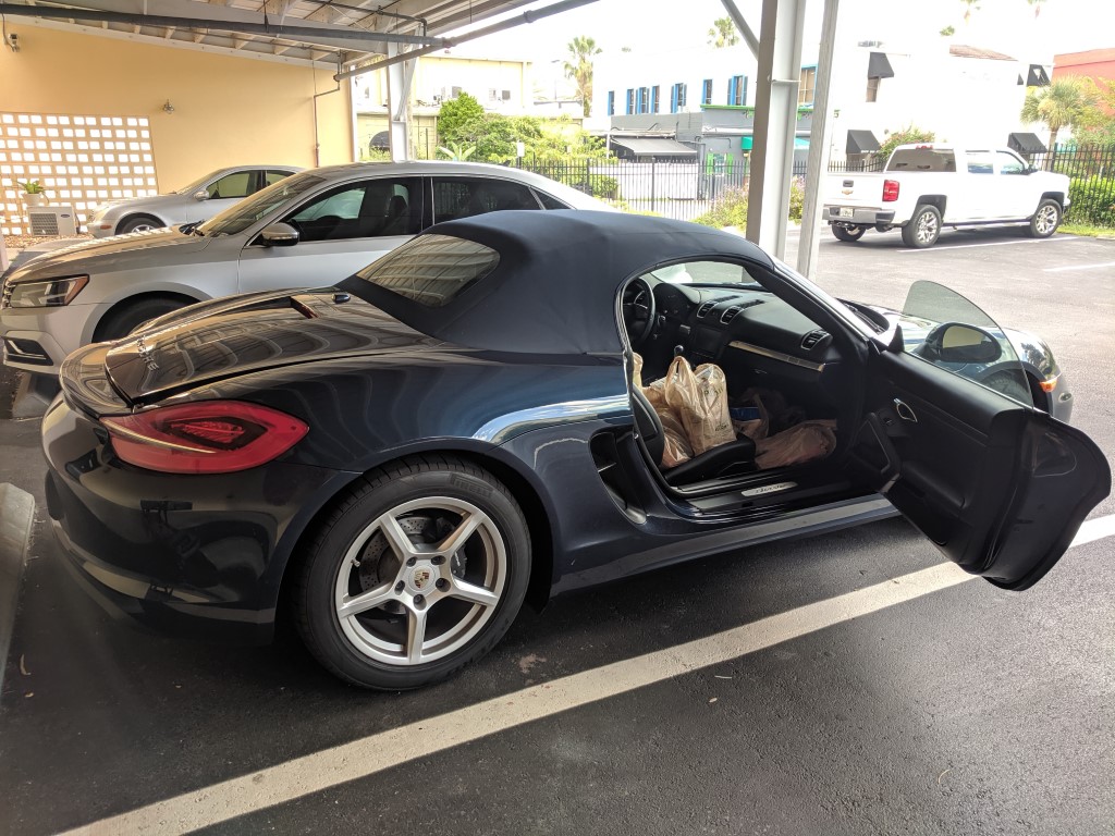Porsche Boxster with Groceries